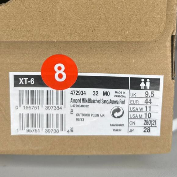 NIB NWT Men's Salomon XT-6 Almond Milk/Sand/Aurora Red  W11/M10 Sneakers 472934 - Picture 8 of 8